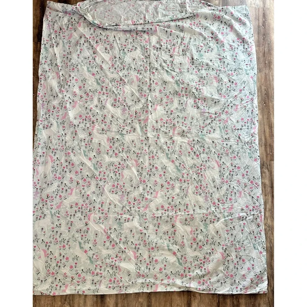 Pottery Barn Duvet Cover Mystical Unicorn Flowers Cotton 68x86